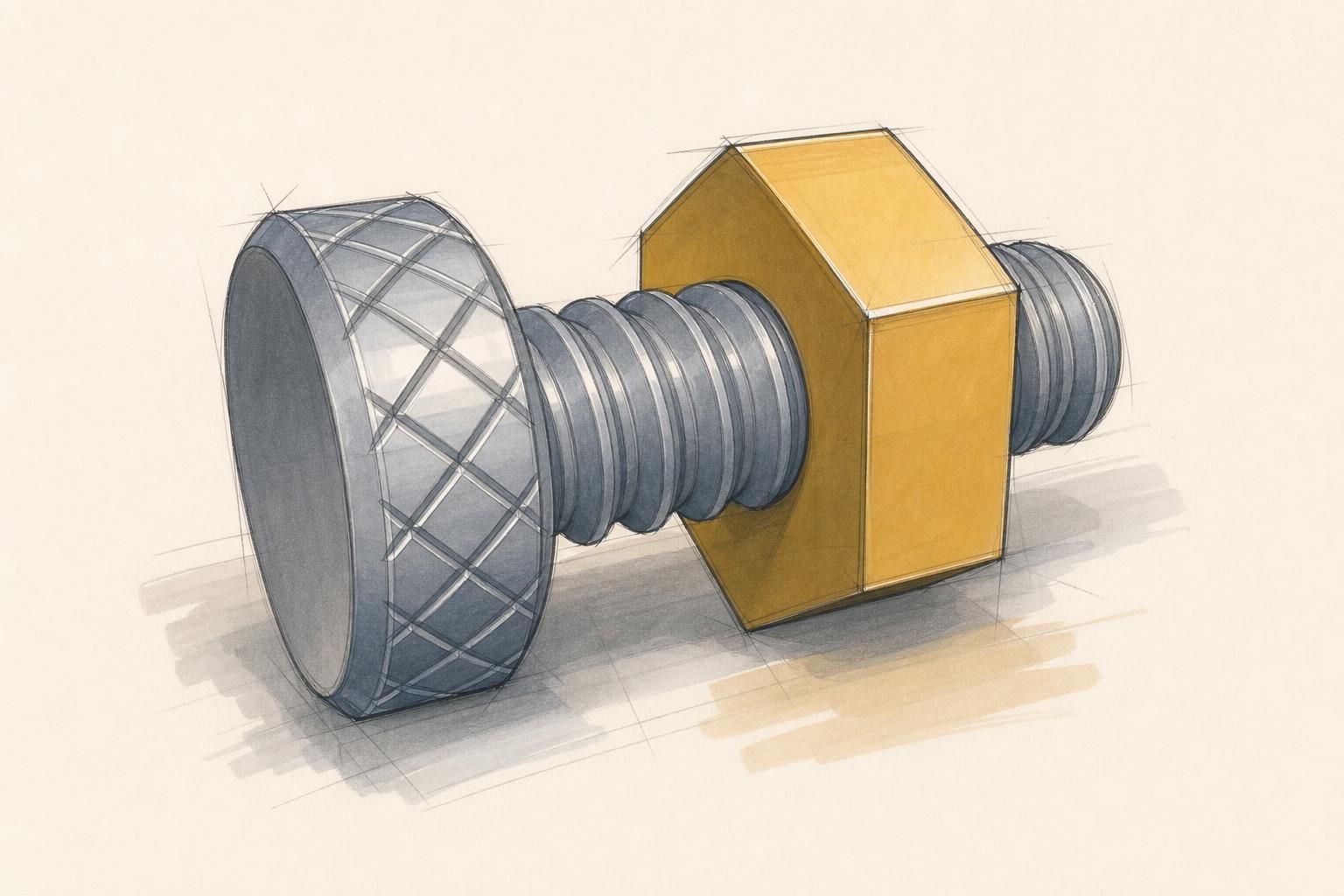 Printable Nut & Bolt with configurable knob
