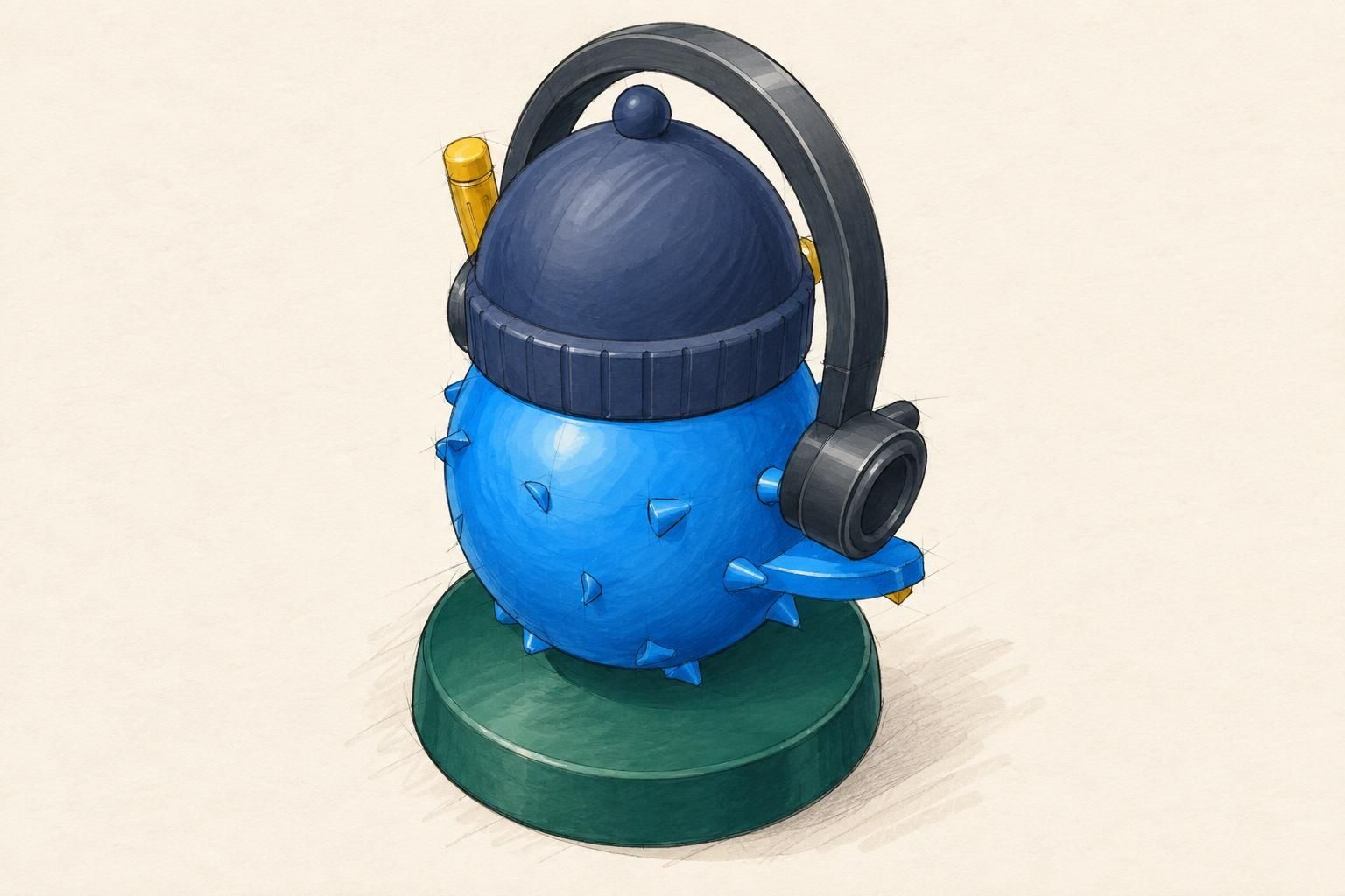 Doodle - Blue Robotic Pufferfish