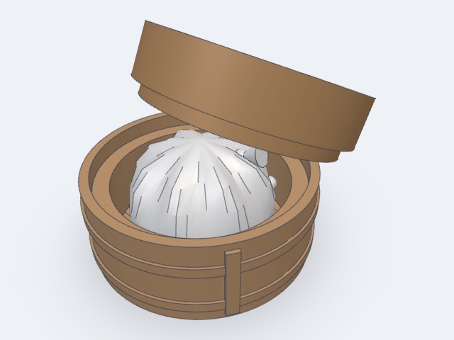 Dumpling in Woven Steamer Basket