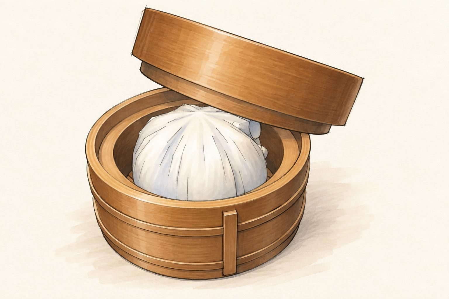 Dumpling in Woven Steamer Basket