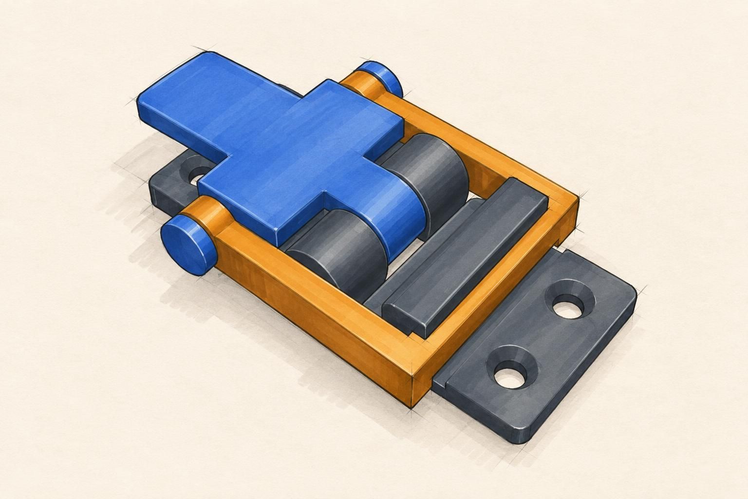 Print-in-place over-center toggle latch v2 — image 5