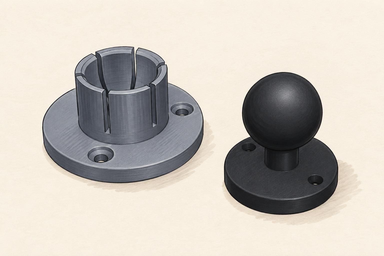 Ball-and-socket friction mount