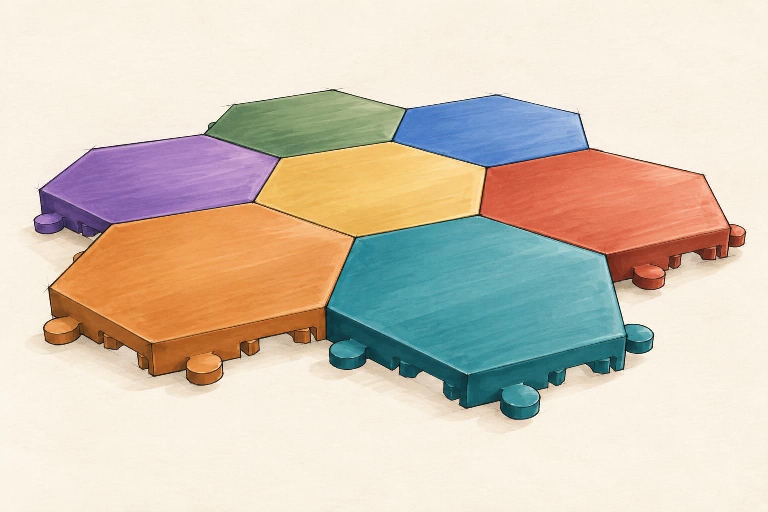 Blind Snap-Together Hex Tiles