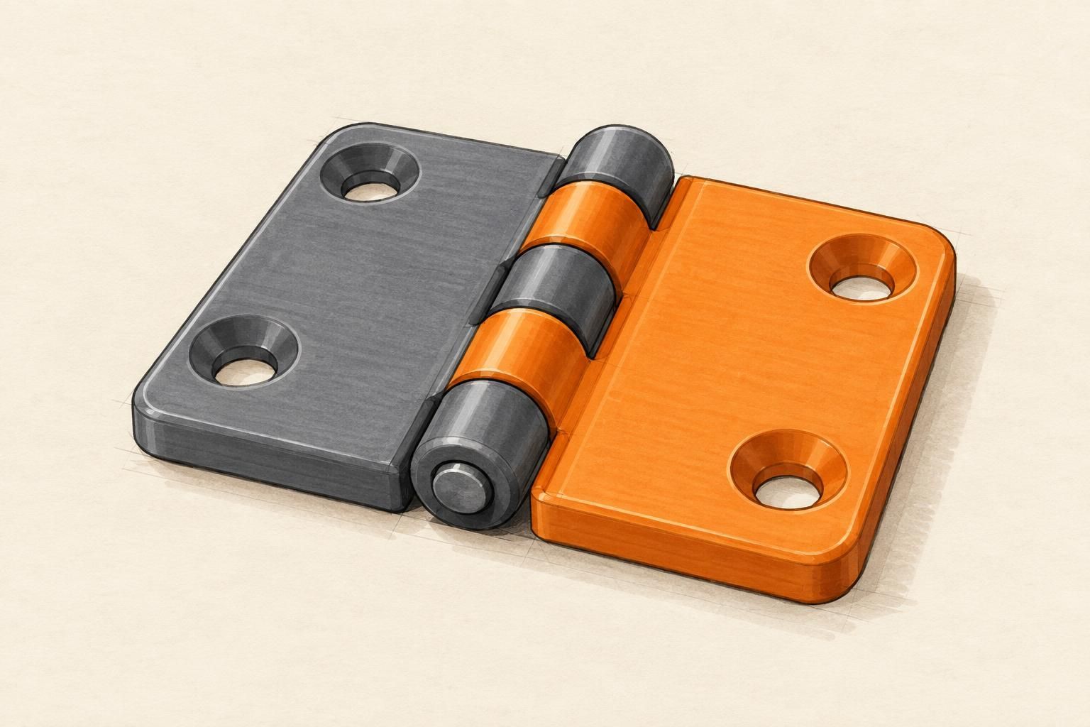Print-in-place pin hinge