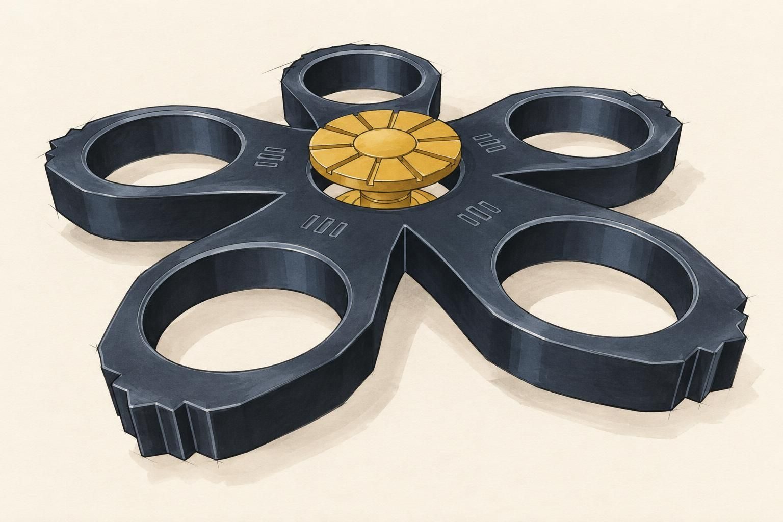 Art deco five sided fidget spinner